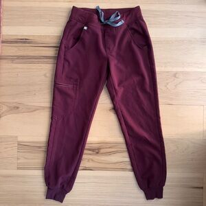 FIGS Burgundy Scrub Pants Zamora Jogger Size XXS Petite